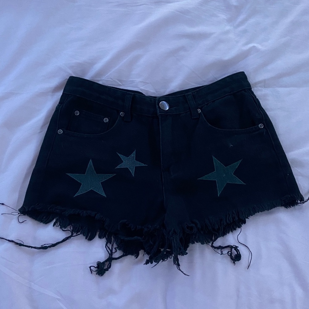 nasty gal embroidered star jean shorts